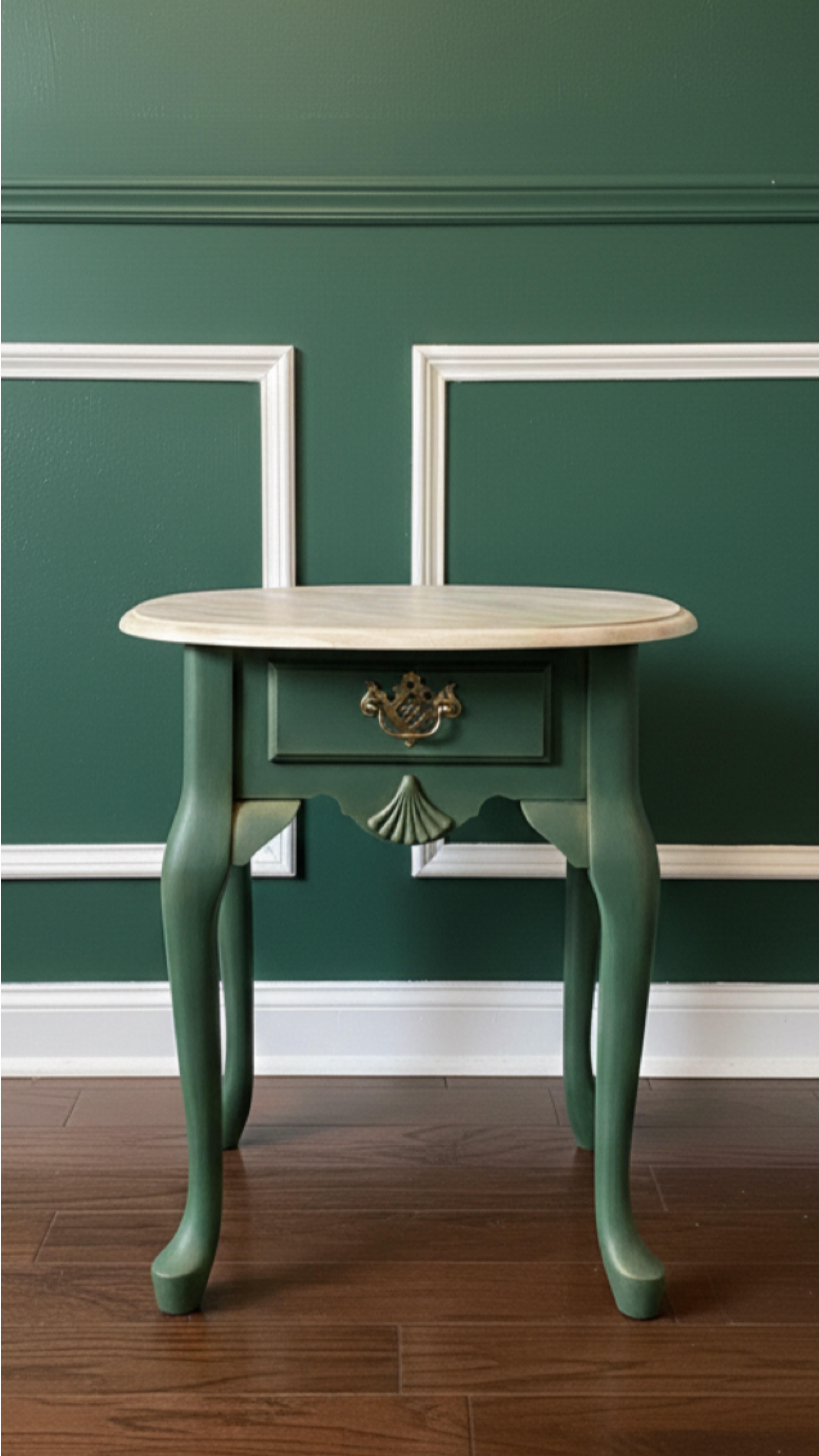 Queen Anne Side Table with Faux Marble Top
