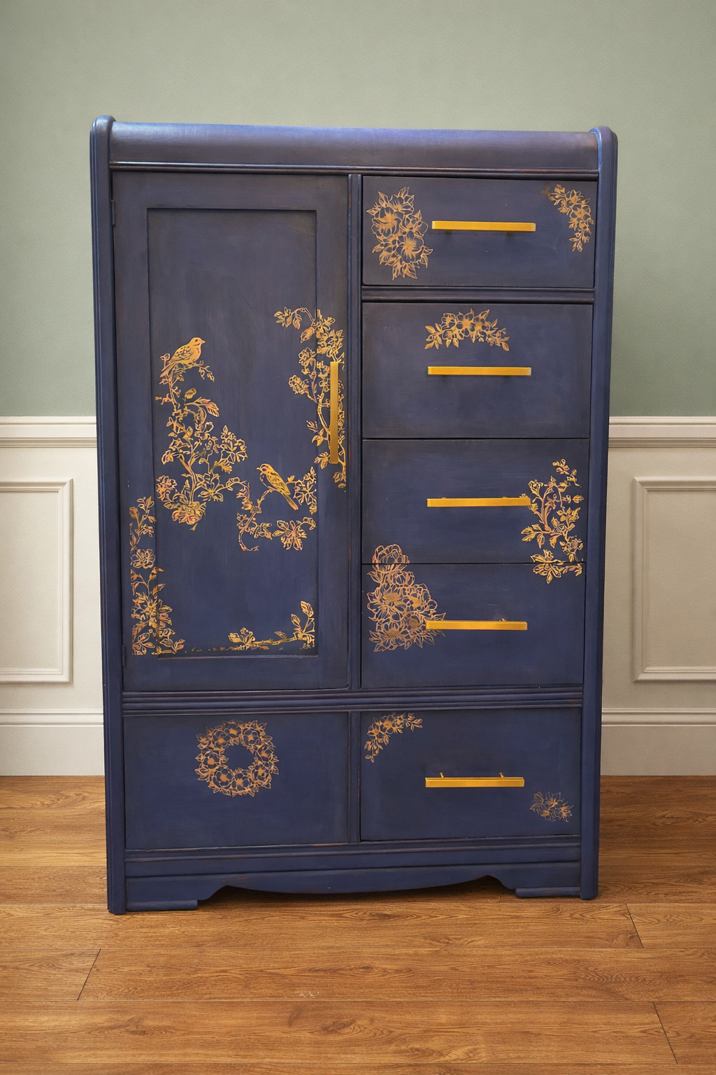 Chinoiserie Wardrobe in Napoleonic Blue